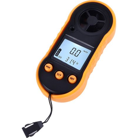 Anémomètre numérique avec écran LCD, compteur de vitesse du vent portatif, jauge de température, batterie intégrée (1/5)