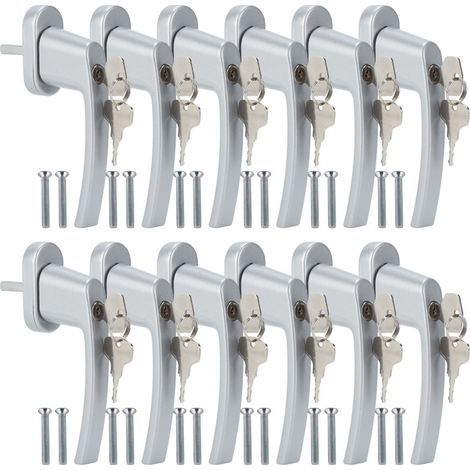 SWANEW Maniglia per finestra bloccabile Maniglia per finestra in alluminio Maniglia per finestra di sicurezza con serratura Grigio 12X (1/5)