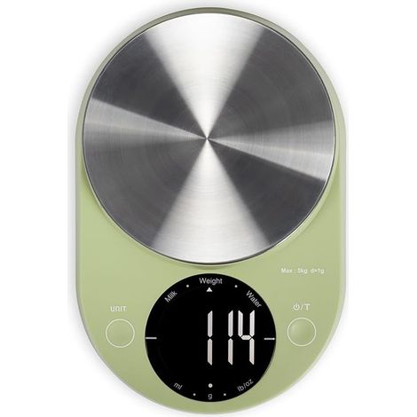 LIVOO Balance de cuisine électronique vert sauge DOM451FR - 5kg, précision 1g, plateau verre (1/5)