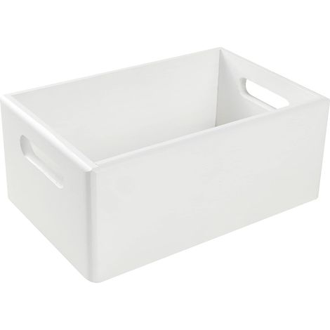 Caisse Bois Rangement avec Poignées Blanc 30 x 20 x 13 cm