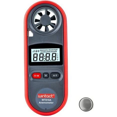 pair Jauge de compteur de vitesse du vent portable anémomètre, anémomètre de température de l'air numérique thermomètre de compteur de vitesse du vent vélomètre CVC (1/5)