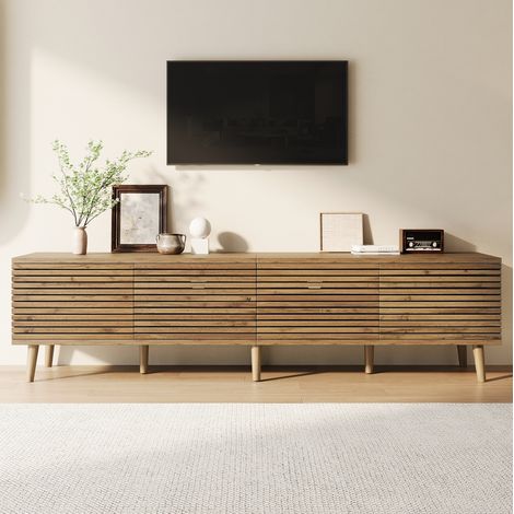 Mobile TV 180x40x46 cm in MDF e truciolato, naturale, con contenitore da soggiorno – MEUBLIV (1/5)
