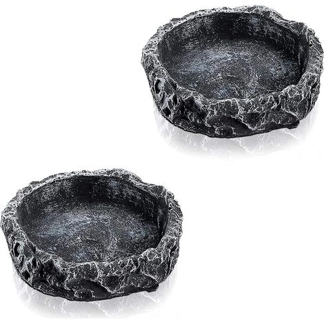 2 Stück Reptilienfutter-Wassernapf, Landschildkrötenhaus, Reptilien-Futterspender, Schildkrötentrinker, Reptilienfutter-Wassernapf-Tränke, für Eidechse, Schildkröte, Chamäleon, Gecko (1/5)