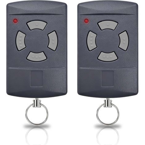 Télécommande de porte de garage grise 40,685 MHz avec boutons-poussoirs Télécommande 4 canaux pour ouvre-portes de garage, compatible avec la fréquence 40,685 MHz, lot de 2 (1/5)