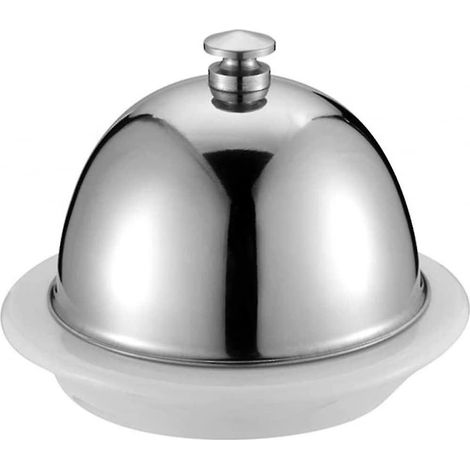 Plat à fromage bombé en acier inoxydable, beurrier traditionnel en porcelaine avec couvercle, mini beurrier (1/5)