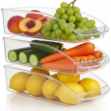 Lot de 3 boîtes de rangement pour cuisine, garde-manger, armoires, plans de travail et réfrigérateurs Transparent (1/5)