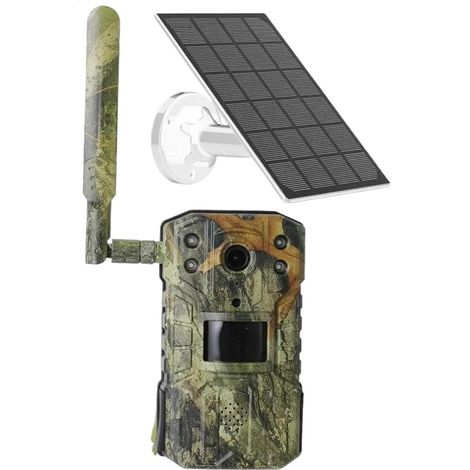 Caméra Faune Sauvage Caméra De Chasse Solaire 20M, Détection Mouvement PIR, Étanche, for La Faune, 4K, 14mp, Carte SIM 4G, Vision Nocturne 30M, 7800mAh Fiable Précise(A Set add 128G) (1/5)