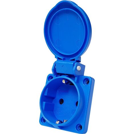 Presa per ciabatta elettrica 230V 16A IP54 con sportellino, marca Schuko tedesca.