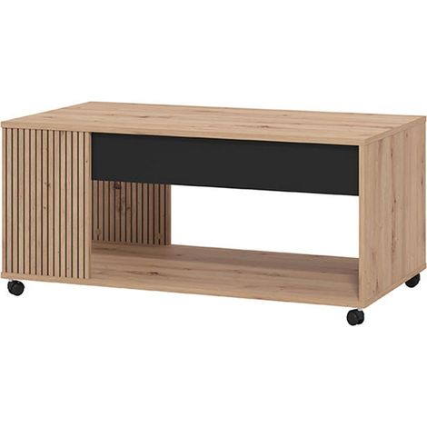 Couchtisch Cunico, mit Füßen, ein Fach, rechteckig, 101x55x46 cm, Eiche-Dekor Braun