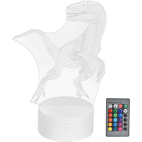 Lampe dinosaure 16 couleurs 5 niveaux luminosité 4 modes veilleuse déco salon (1/5)