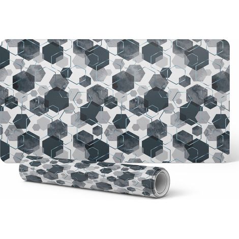 Alfombrilla protectora moderna para teclado con hex谩gonos geom茅tricos, 100x50 cm.