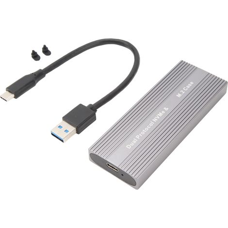 Boîtier SSD Externe M.2 NVMe PCIe NGFF SATA USB-C 10Gbps UASP Sans Outil Compatible 2230 2242 Câble A vers C (1/5)