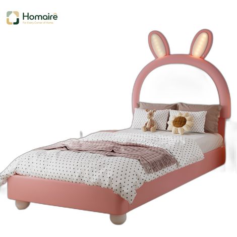 Bett und Polyester 205.5 x 106 x 142 cm aus Leder rosa HOMAIRE (1/5)