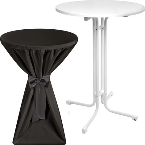Outdoor Stehtisch Sylt, klappbar, Ø70cm, Schwarz, mit Husse