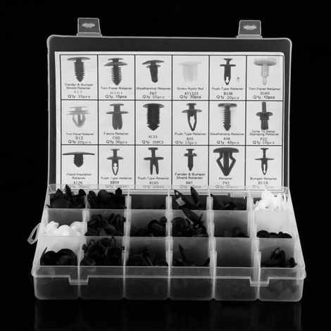 qinqimall© Lot de 415 Clips Agrafes Plastiques Voiture Rivets Fixation Panneaux De Portes Pare-chocs Universel Pour Auto Ford