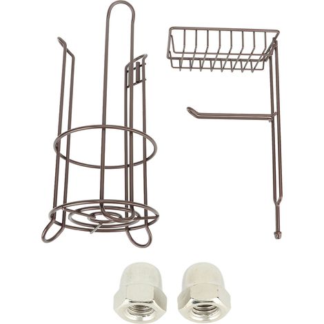 Toilet Paper Holder Stand Free Standing Toilet Paper Holder Iron Dampproof Toilet Paper Roll Holder Stand With Shelf Bronze (1/5)