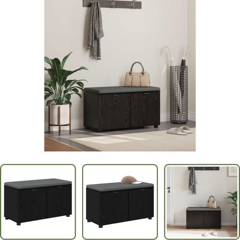 vidaXL Wohnzimmerbank - Flurbank mit Kissen mit Regal Schwarze Eiche 80 x 38 x 46 cm (1/5)