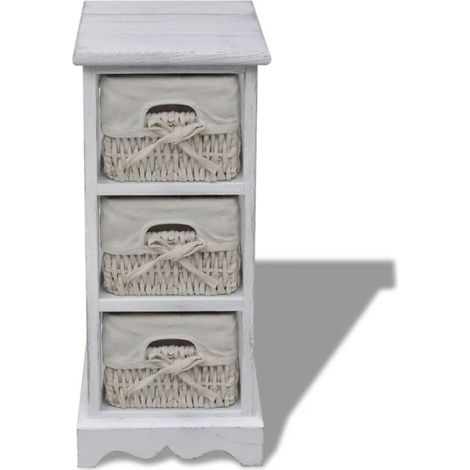 Maison Exclusive - Struttura in Legno con 3 Cestini Intrecciati Bianchi