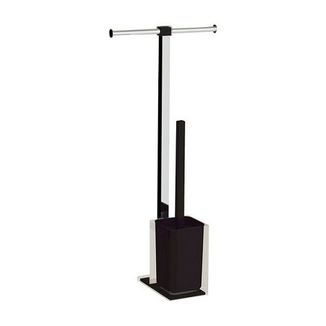Colonnina portarotolo e scopino WC acciaio inox e resine termoplastiche serie Rainbow Gedy RA32 Nero Trasparente