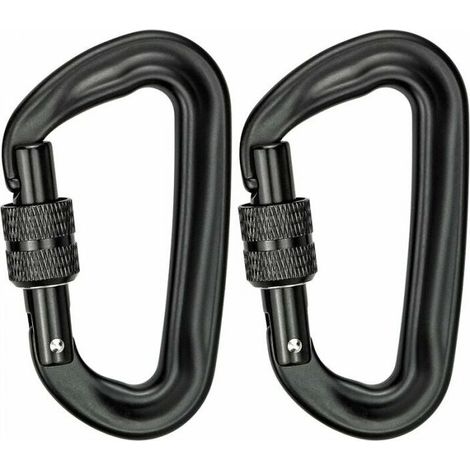 2Pcs Climbing Carabiner 12KN (1200KG) Heavy Duty Aluminum Carabiner D Shape Locking Carabiner for Hammocks Yoga Swing Camping Keychain Lock Dogs (1/4)