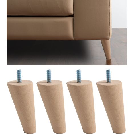 Pieds de Meubles et Canapé en Bois Inclinés vis M8 Compatibles avec Les Meubles - Hauteur 12 CM Fabriqué en Italie avec Forme cône Pieds pour Armoires, Fauteuils, Lits (1/5)