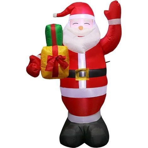 Père Noël gonflable 150 cm, décoration de Noël gonflable pour jardin, figurine de Père Noël pour extérieur avec éclairage LED, décoration géante de Père Noël gonflable pour jardin, pelouse, cour (1/4)