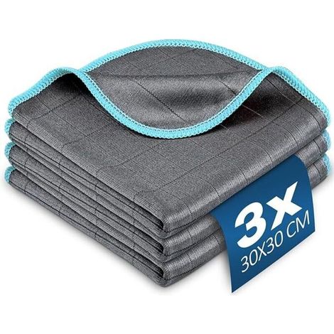 10pcs Magique Microfibre Carbone 400GSM, Serviette Sans Trace Absorbant Polissage, Lingette Essuie Verre Vitre Lunette Vaisselle Cuisine Menage Voiture, Torchon Nettoyage Réutilisable Lavable (1/4)