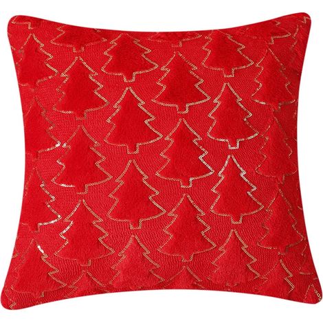 Housse De Coussin Arbre De Noël - 50 X 50 Cm - Tissu Polyester Jacquard - Fermeture Éclair Cachée - Décoration Intérieure Festive - 1 Pièce (1/5)