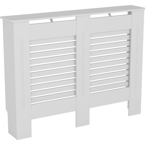 Milton Radiator Cover MDF Modern Cabinet Slatted Grill, White, Medium (1/5)
