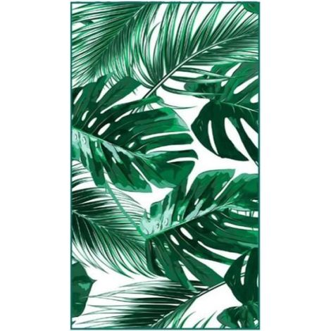 Serviette de plage avec feuilles de fenêtre - 80 x 160 cm - Grande serviette de bain - microfibre (1/4)