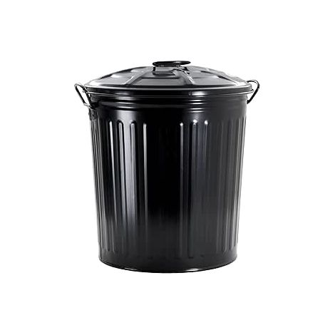 King Home BIN LT.35 BLACK PAINTED mit Deckel und Seitengriffen 37x41h cm (1/4)