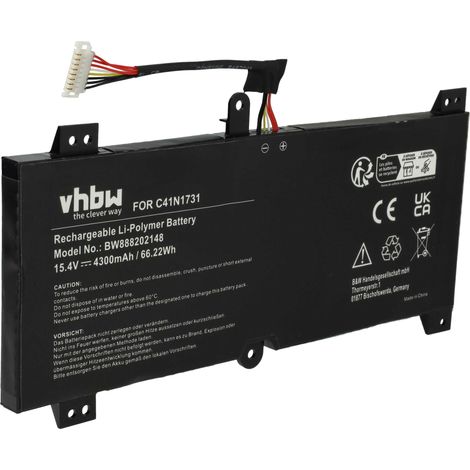vhbw Akku kompatibel mit Asus Rog Strix Scar II GL704GW-EV042T, Strix Scar II GL704GW-EV045T Notebook (4300 mAh, 15,4 V, Li-Polymer) (1/5)