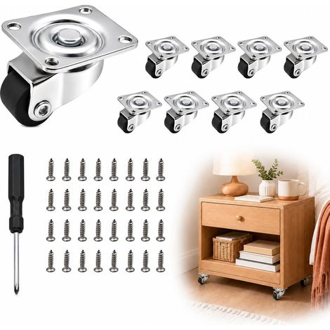 8 Pcs Roulettes Pivotantes pour Meubles 12mm, Roulettes Pivotantes à 360 Degrés, Mini Roulette Meuble Charge Lourde avec Base en Caoutchouc, Roue pour Chariot Table Déplacement Objets (1/5)
