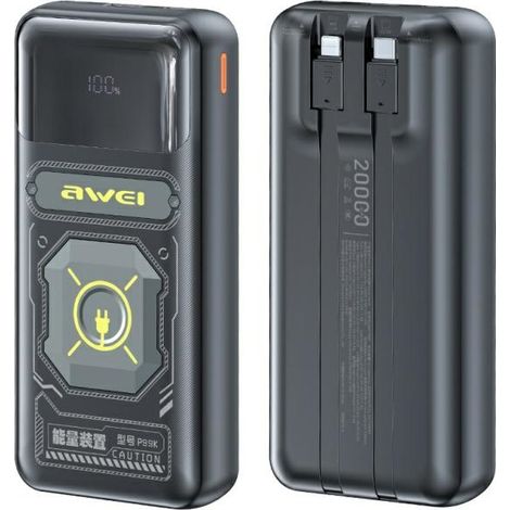 Batería externa Awei P99K de 20000 mAh y 22,5 W, color negro. (1/2)