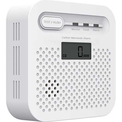 Détecteur de monoxyde de carbone, mini alarme CO domestique avec écran LCD, blanc