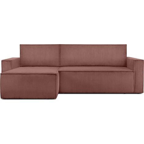KONSIMO NAPI Ecksofa Big links/rechts, Schlaffunktion mit Cordbezug, Rosa (1/5)