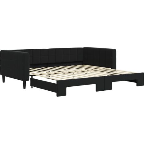 Maison Exclusive - Lit de jour avec gigogne sans matelas noir 100x200 cm