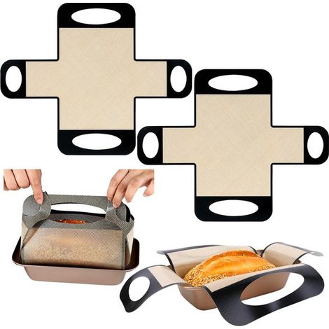 Moules à pain en silicone, lot de 2 moules réutilisables avec 4 poignées, anneaux à pain en silicone antiadhésif de qualité alimentaire, pour 24 moules. (1/4)
