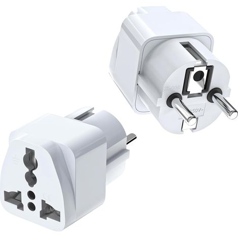 Adaptateur International vers France,Adaptateur Prise Universel de Voyage,Adaptateur Universel,Adaptateurs Prises D'alimentation,Type-E/F Prises de Voyage Compactes Noir (2Pack) (1/5)