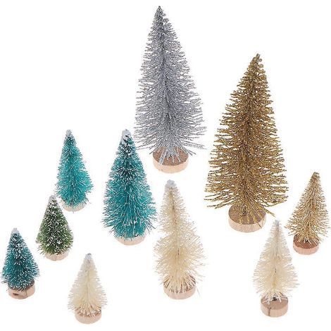 Set mit 10 glitzernden Mini-Weihnachtsbäumen, Tischdekoration für Zuhause, Geschäfte und Büros. – 12,5 x 5 cm (1/2)