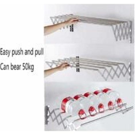 Porte-serviettes mural extensible à 5 barres en acier inoxydable pour salle de bain et extérieur (1/2)