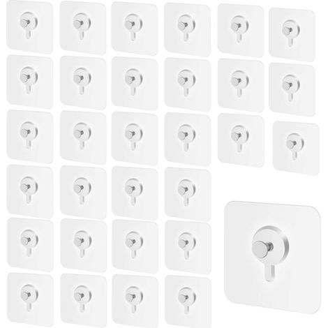 30 ganchos de pared adhesivos resistentes y sin costuras