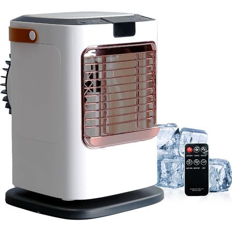 Mini climatizzatore portatile - Raffrescatore d'aria a 6 livelli con 7 colori, oscillazione a 120°, timer da 12 ore, serbatoio dell'acqua da 1300 ml, telecomando, funzionamento USB per ufficio e camer (1/5)