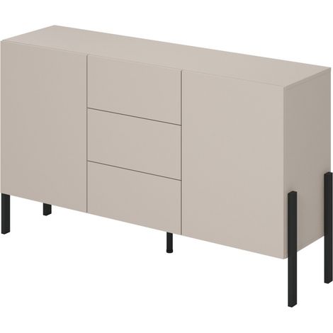 Buffet Design Kollektion SALMA - 2 Türen & 3 Schubladen – Beige & Schwarz Matt, 154×90×40 cm
