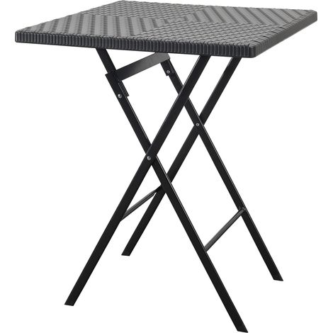 Klapptisch Kobe Schwarzer Gartentisch klappbar in Rattan-Optik 60 × 60 cm (1/5)