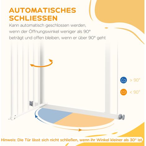 Barrière de sécurité pour chiens, barrière de séparation, barrière de protection pour animaux, métal, plastique, 74-80 cm, blanc (1/5)