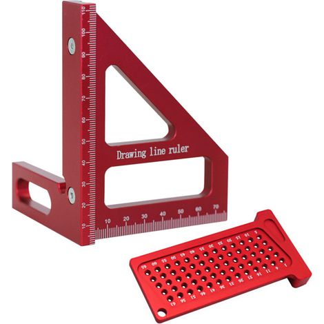 Équerre de travail du bois 3D et kit de gabarit de perçage en T, outil de mesure haute précision en aluminium, métrique et impérial (1/5)