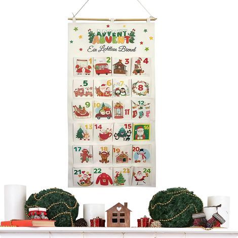 Adventskalender-Stoffbeutel für 24 Tage – Wiederverwendbarer Stoff – Countdown-Kalender – Für Schlafzimmer, Büro, Arbeitszimmer, Klassenzimmer (1/5)