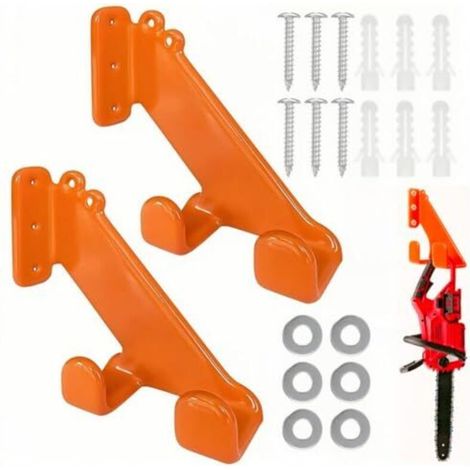 Wandmontierte Kettensägenhalterung – 2er-Set – Horizontale und vertikale Montage – Robuster Stahl mit Gummibeschichtung – Ideal für Garagen