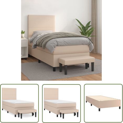 The Living Store Boxspringbett mit Matratze Cappuccino-Braun 90x200cm Kunstleder - Boxspringbett - Betten - Doppelbett - Schlafraum - Schlafzimmer (1/5)